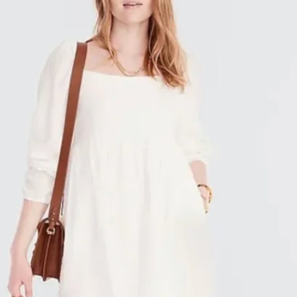 J. Crew Squareneck soft gauze dress NWT SIZE LARGE WHITE